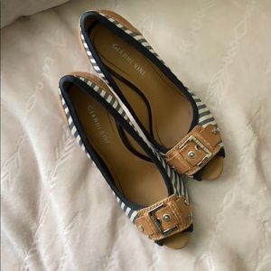 Gianni Bini stripped buckle heels